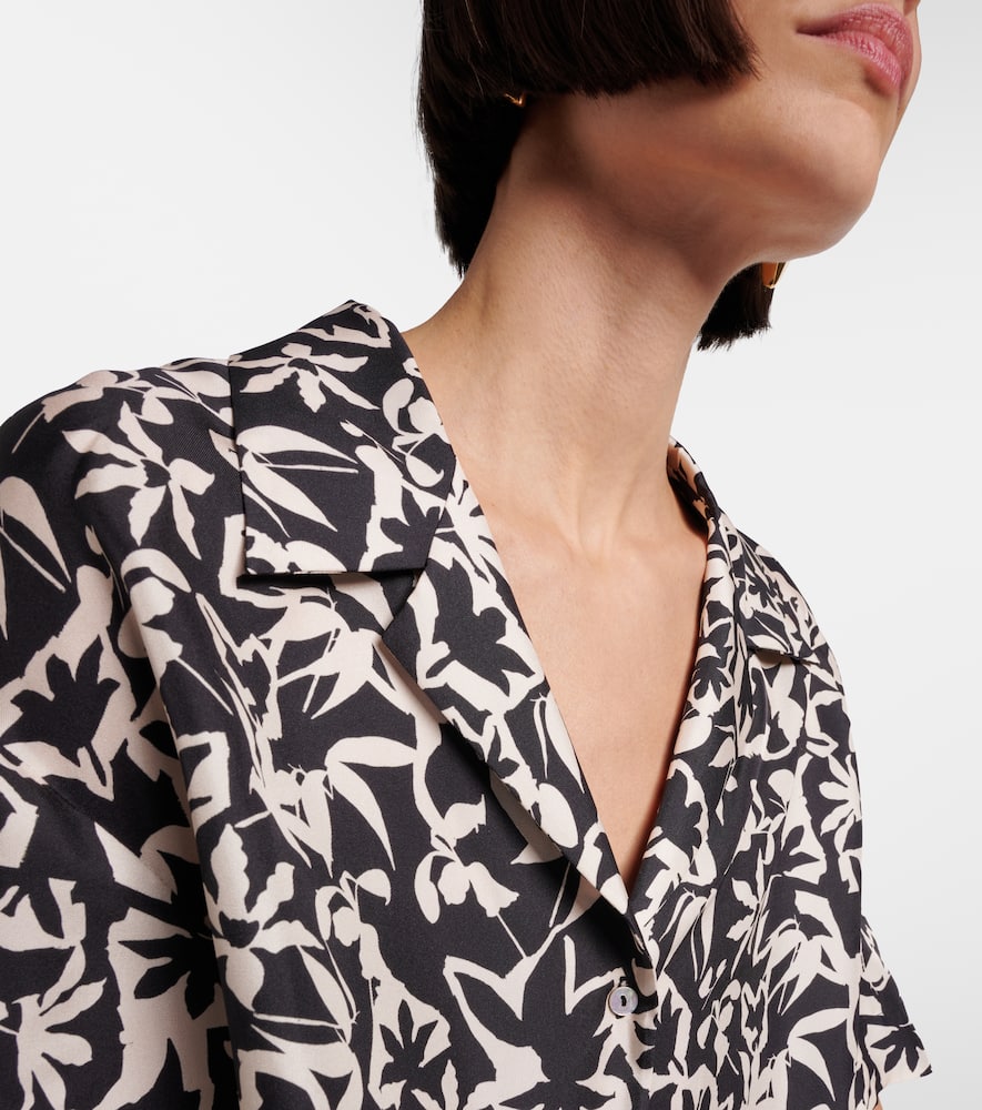 Lincoln printed cropped silk twill shirt