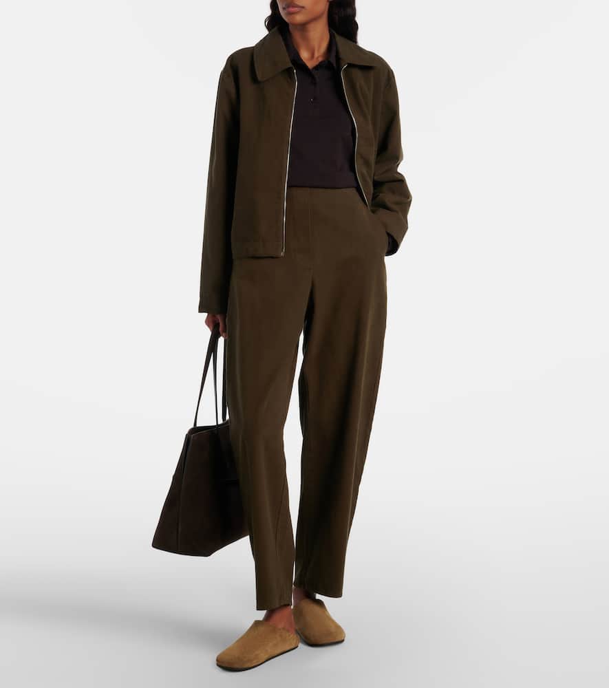 Chloe high-rise cotton canvas barrel-leg pants