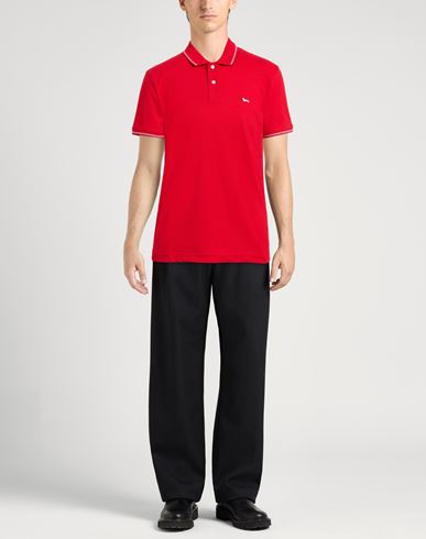 Man Polo shirt Red Size L Cotton, Elastane
