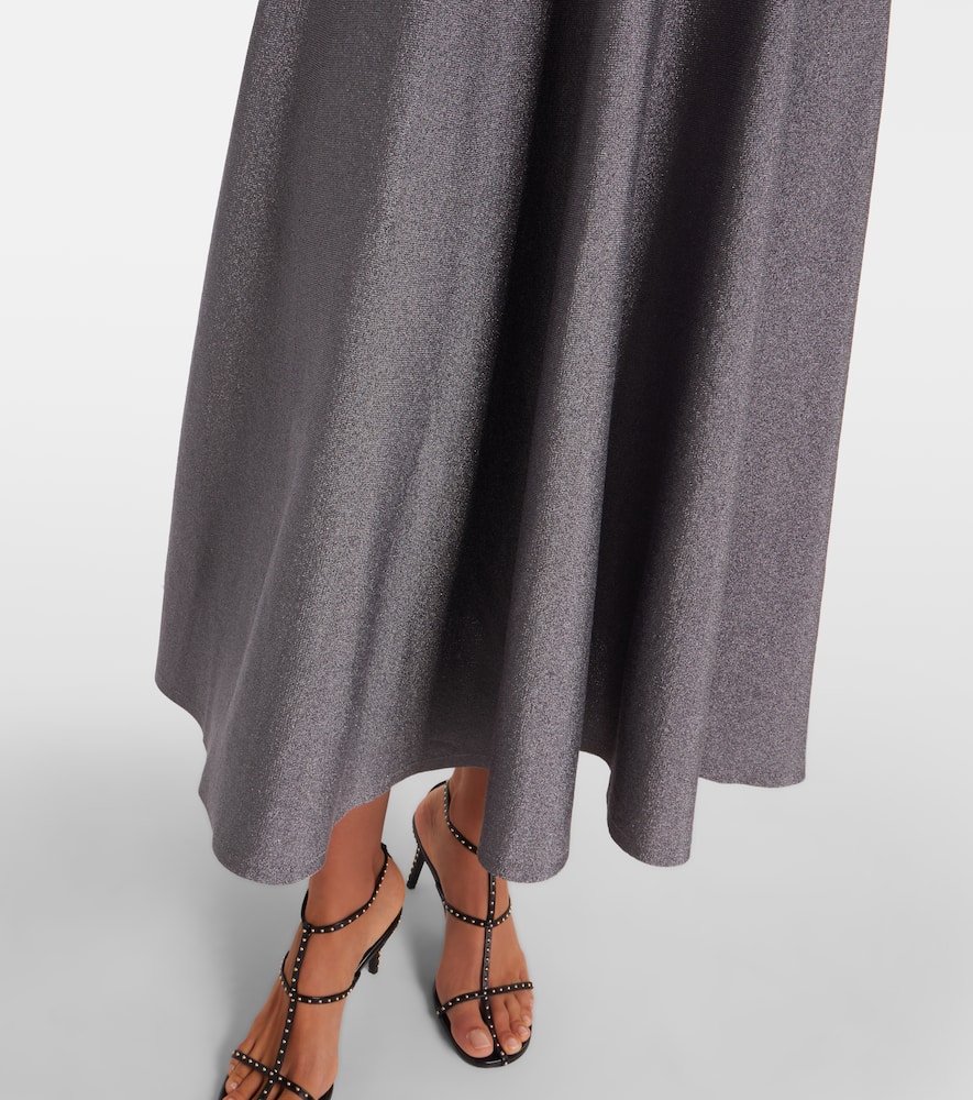 Melina halterneck lamé maxi dress
