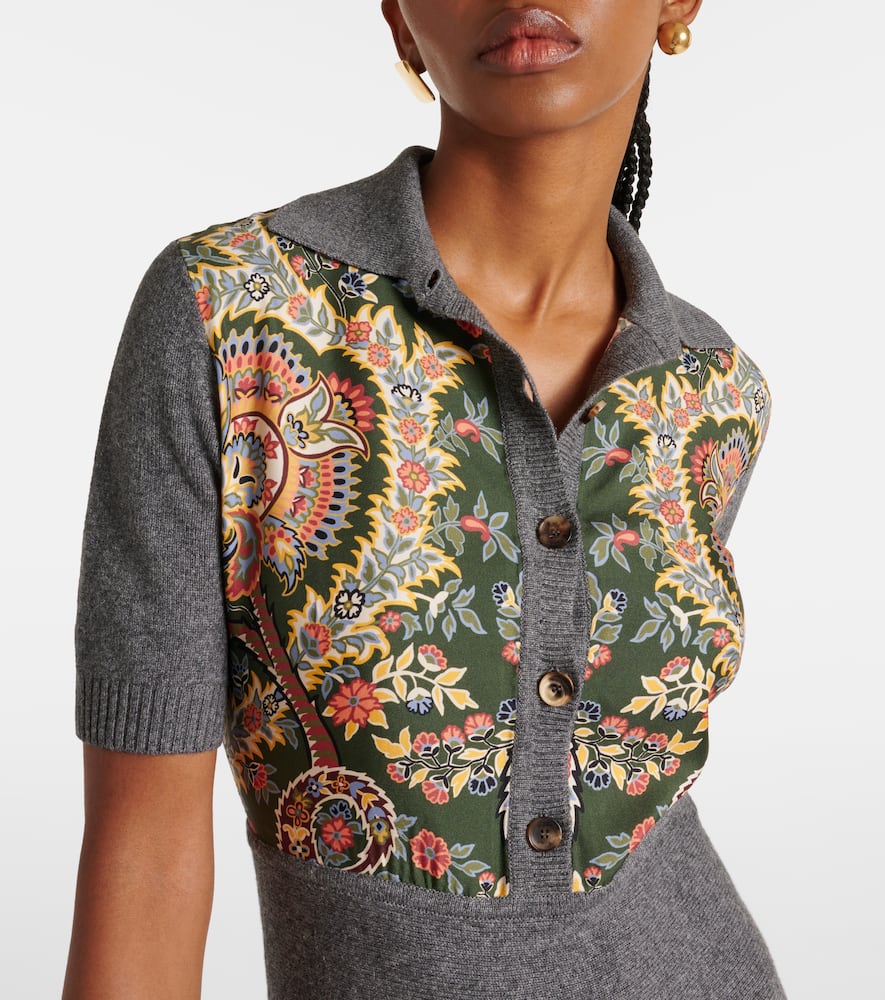 Paisley silk-trimmed polo dress