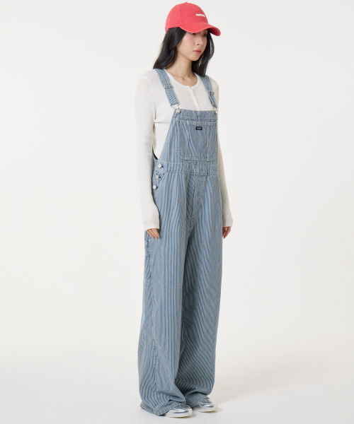 Striped oversized overalls blue