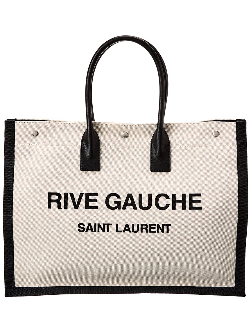 Rive Gauche Large Linen & Leather Tote