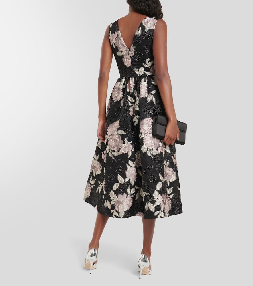 Monique Lhuillier Floral jacquard midi dress
