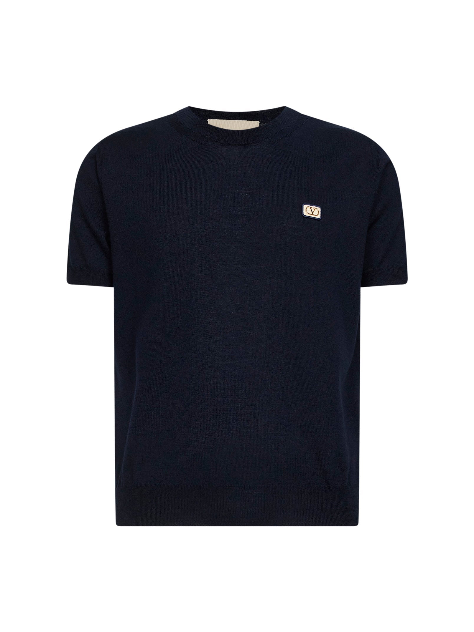 VLogo-Patch Virgin Wool Sweater — Blue