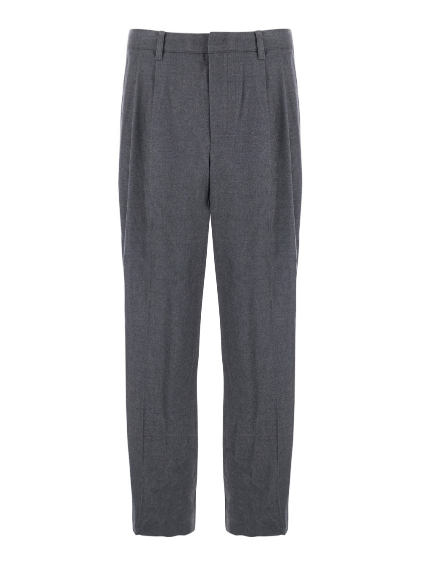 Grey Tailored Trousers With Front Pleats In Fabric Man