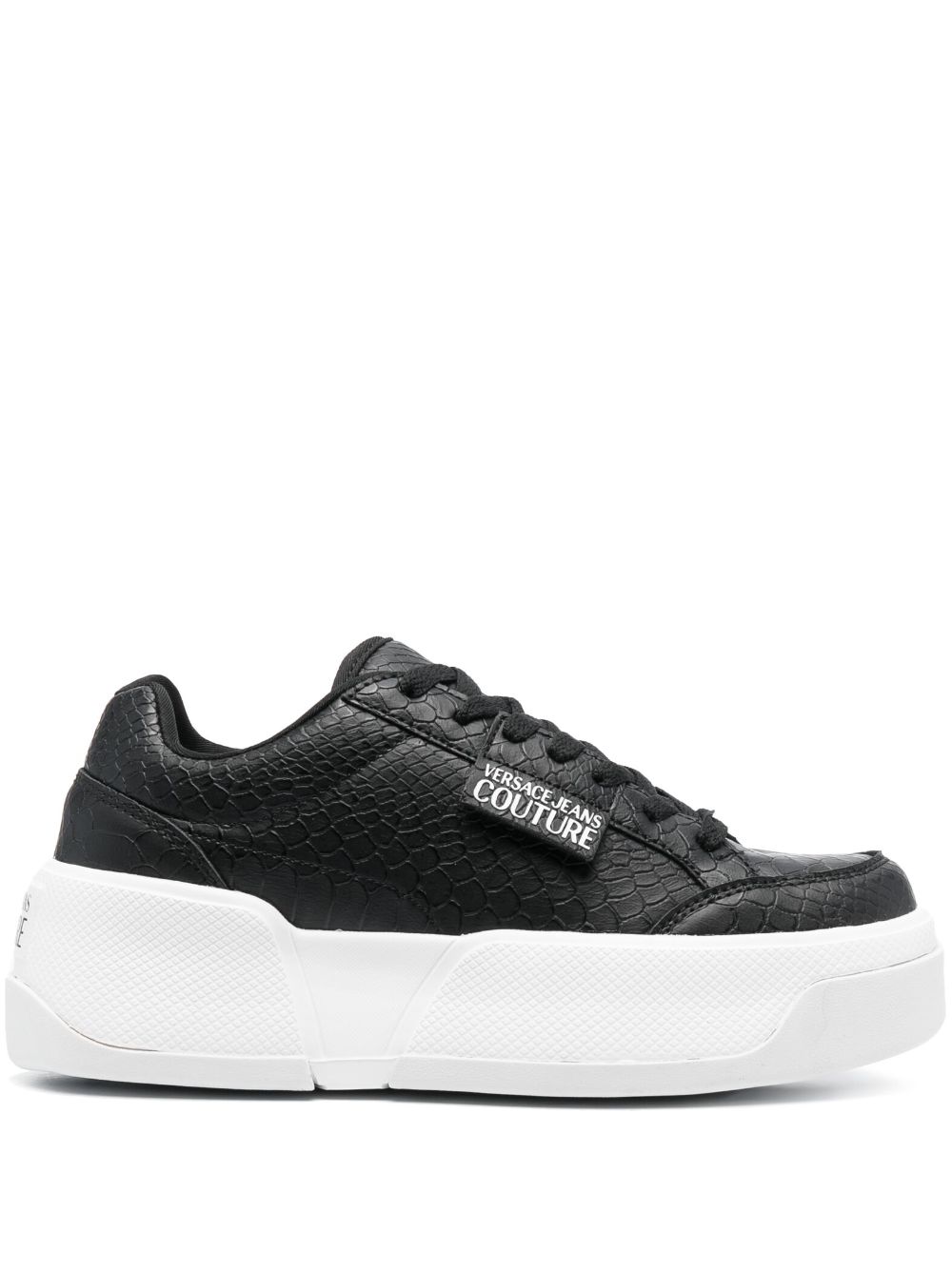 Logo-patch round-toe sneakers - Black
