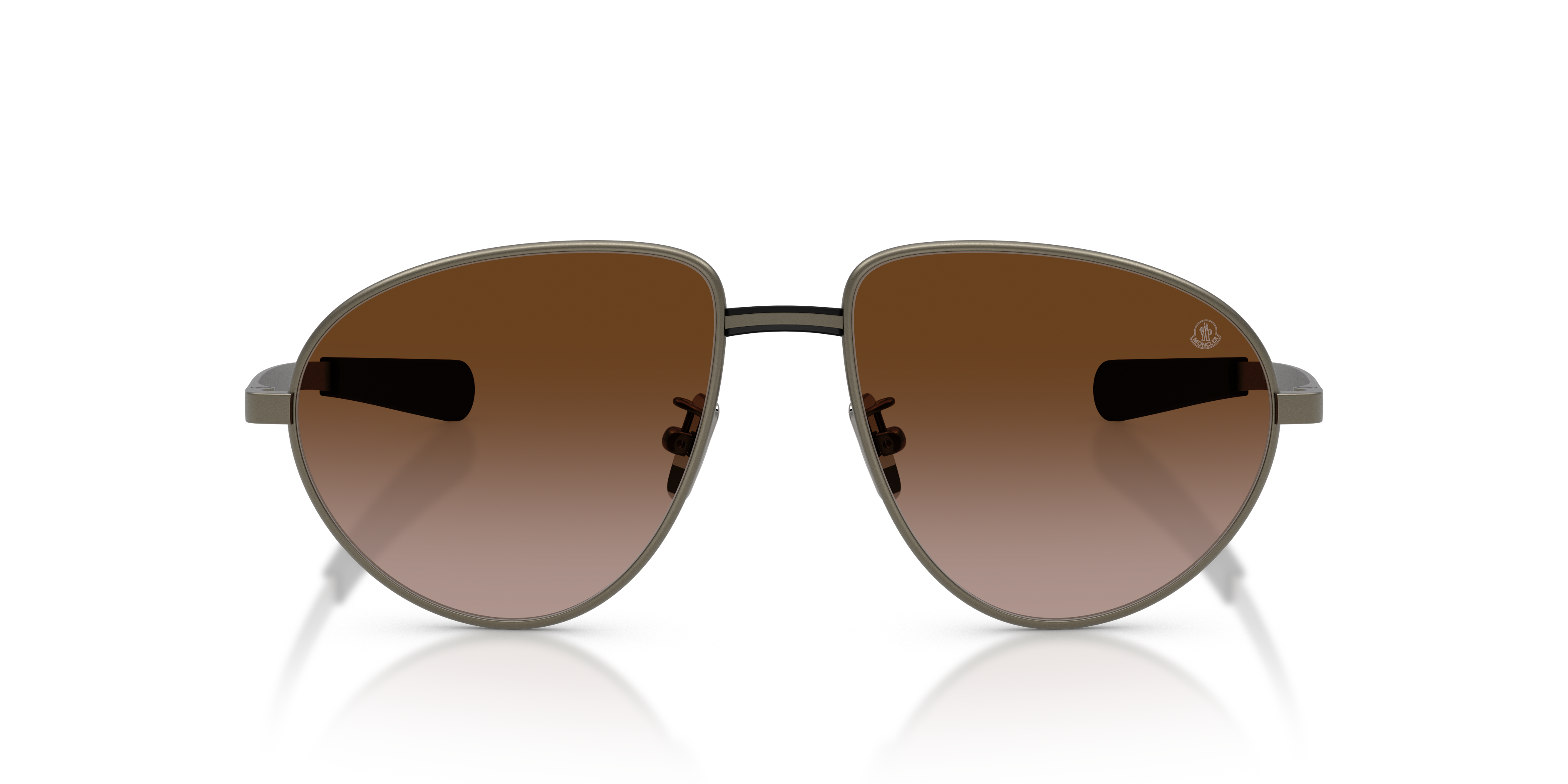 Moncler Unisex Moncler ME4009 VIZLA 100213 Sunglasses Metal Grey Brown Pilot Normal Nuanced