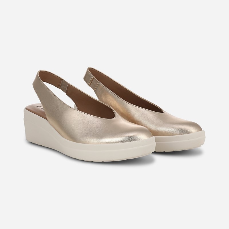 Sutton Slingback Wedge Shoes, Light Champagne Leather