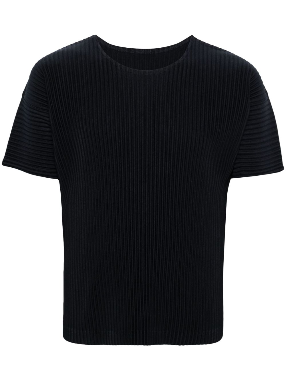 Basic plissé round-neck T-shirt - Grey