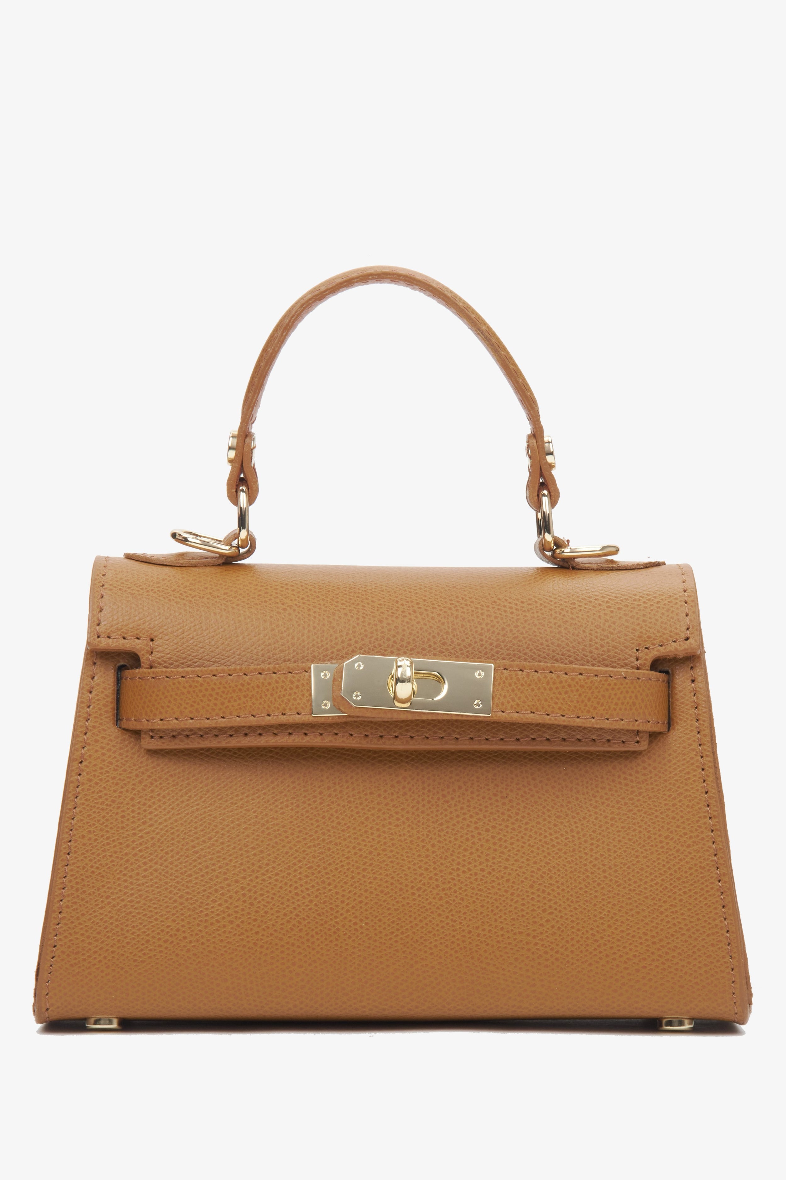 Estro: Women's Light Brown Satchel Handbag made of Premium Italian Genuine Leather