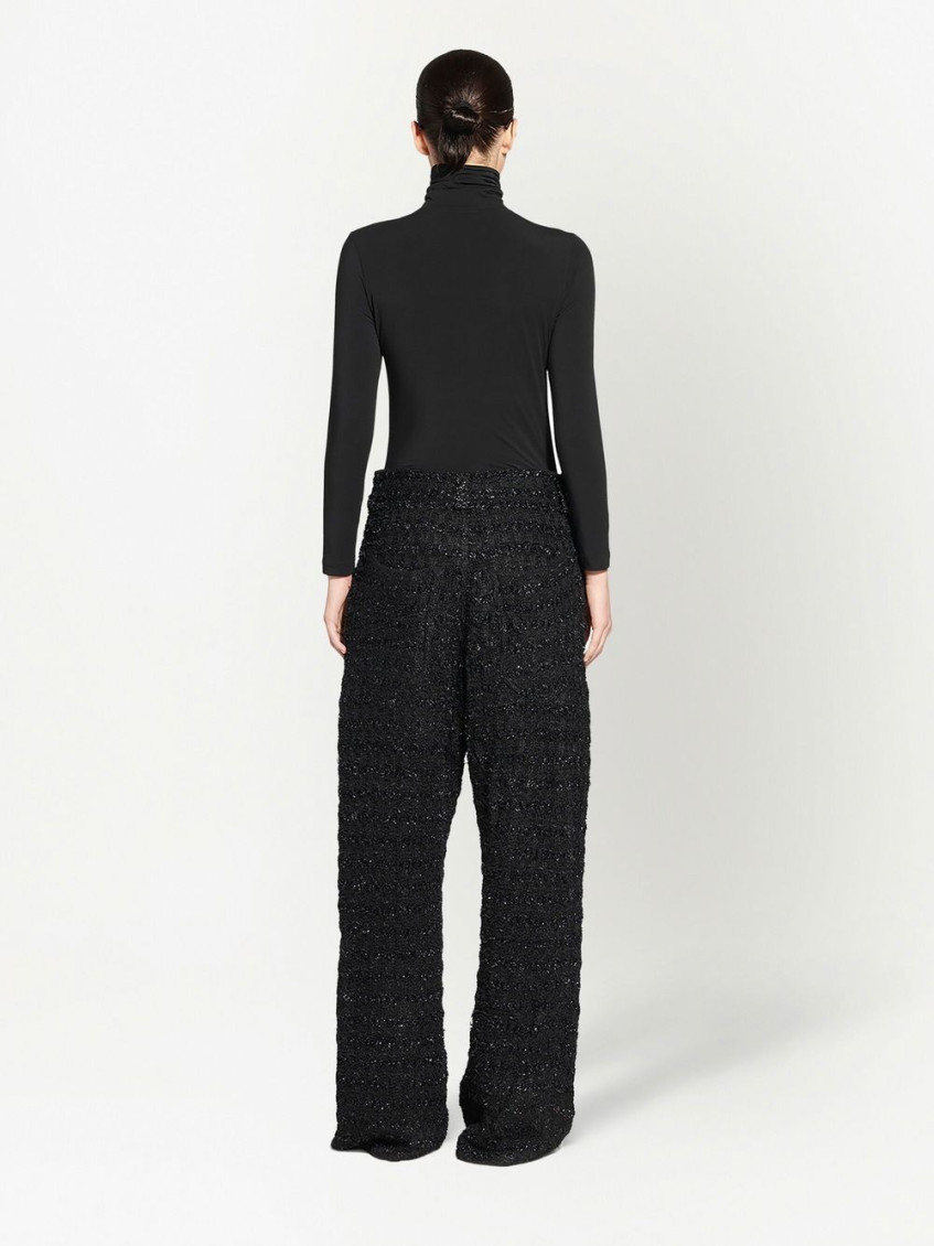 Tweed straight-leg cut trousers