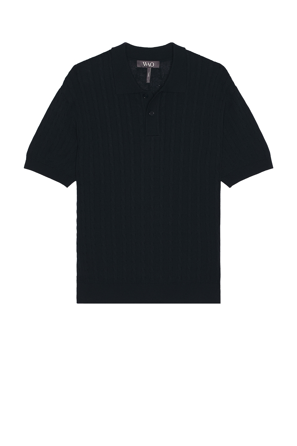 WAO Cable Knit Short Sleeve Polo in Crea