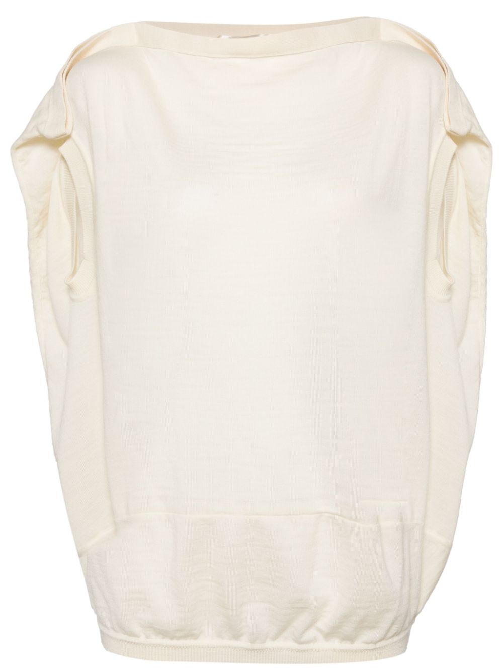 Fine-knot crew-neck wool top - Neutrals