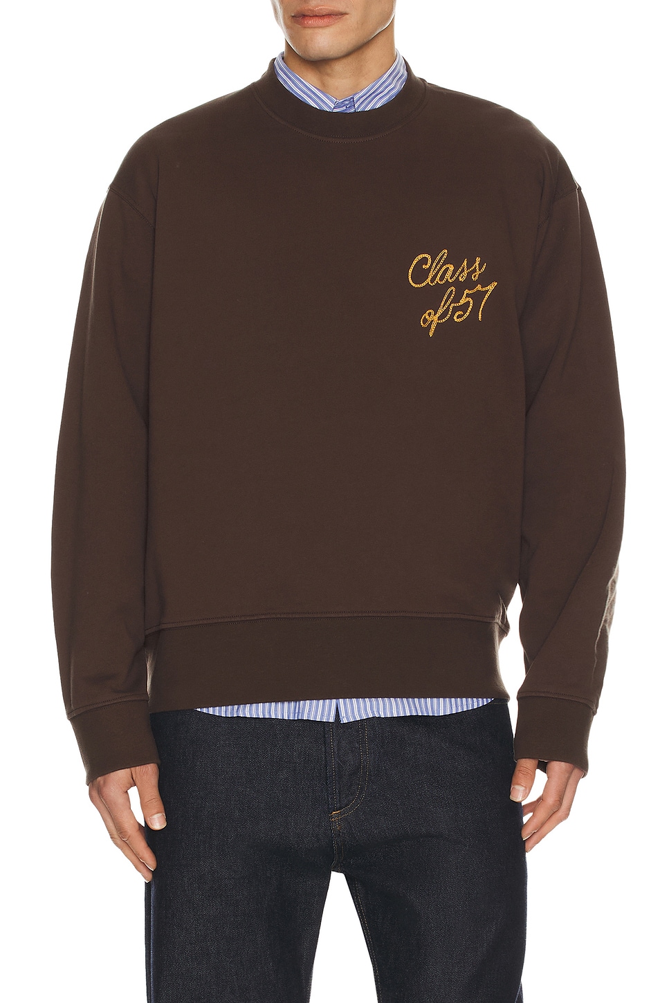 President's Class 57 Crew Sweatshirt in Washed Brown - Brown. L also in S, M, XL/1X