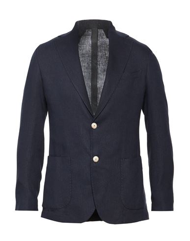 Man Blazer Navy Size 36 Linen, Viscose