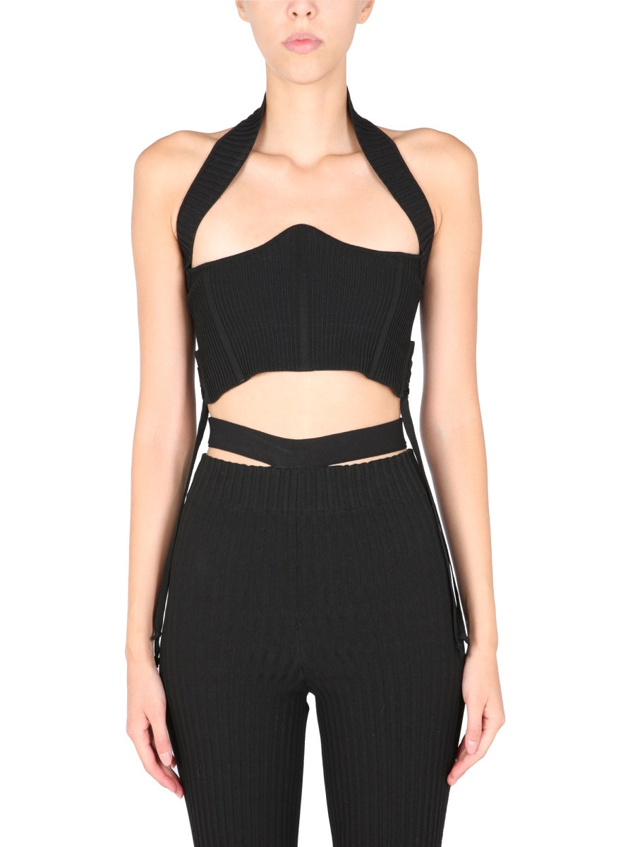 Ribbed-knit Corset Top