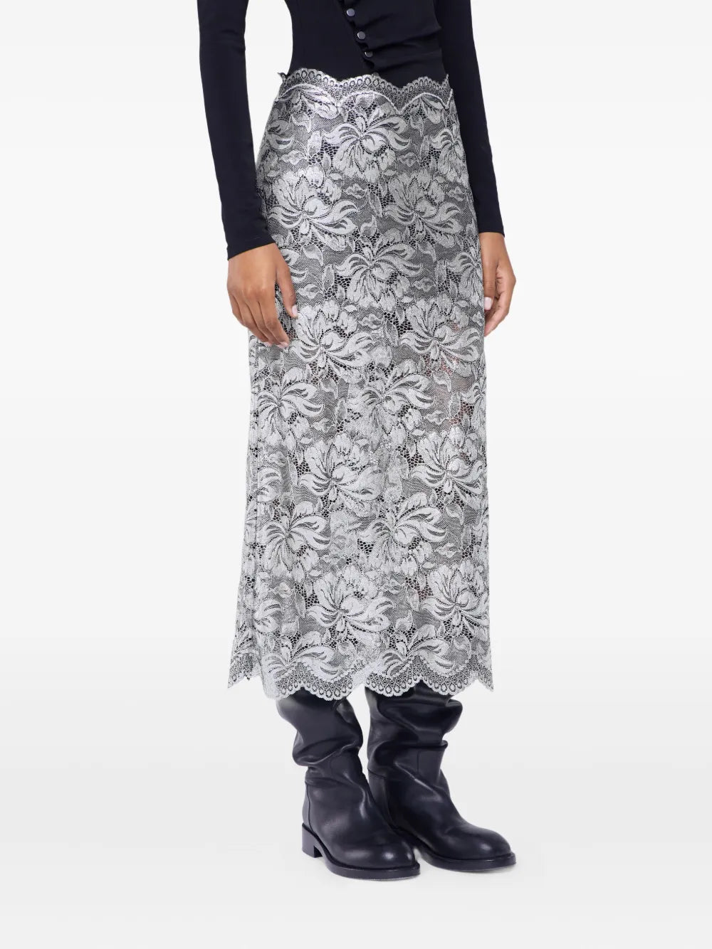 Rabanne Floral Midi Skirt