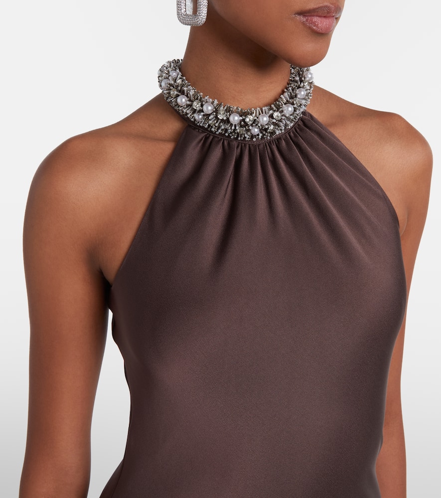 Embellished satin gown