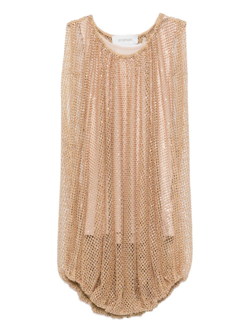 Light Brown Embellished Round Neck Top