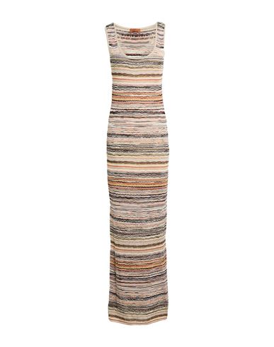 Woman Maxi dress Beige Size 10 Viscose, Metallic fiber, Elastane, Polyamide
