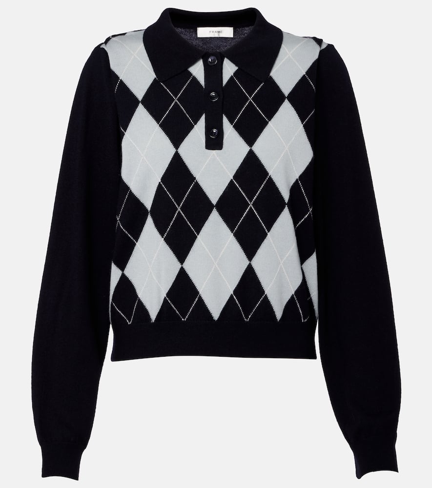 Argyle wool-blend polo sweater