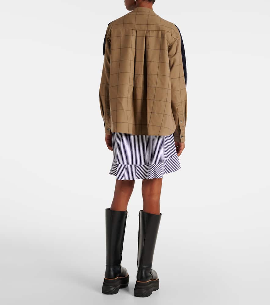 Layered wool-blend cardigan
