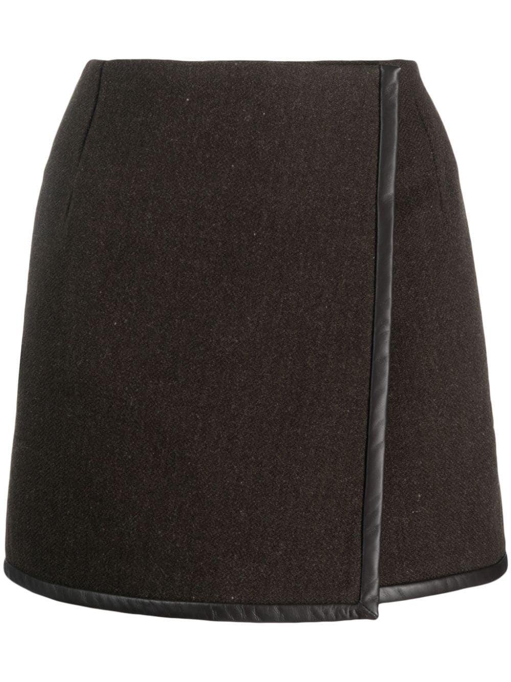 High-Waisted Virgin-Wool Skirt — Brown