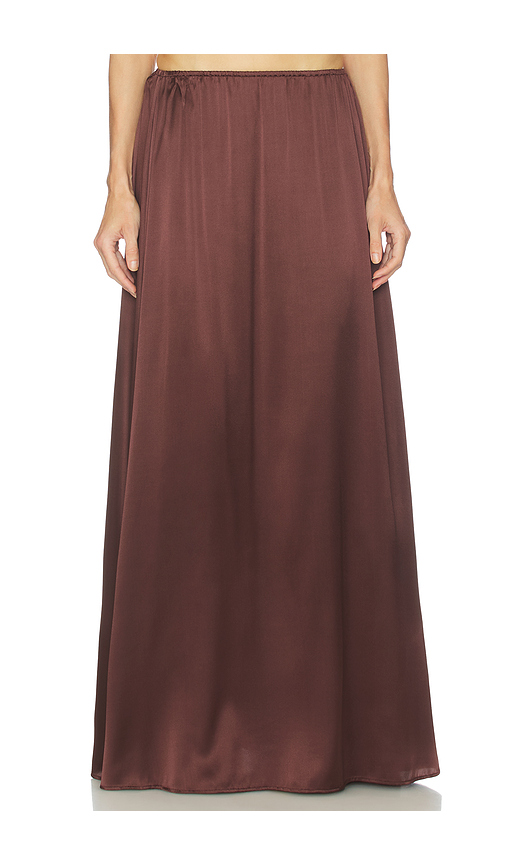 Helsa The Silk Charmeuse Maxi Skirt in Fudge - Chocolate. M also in XXS, XS