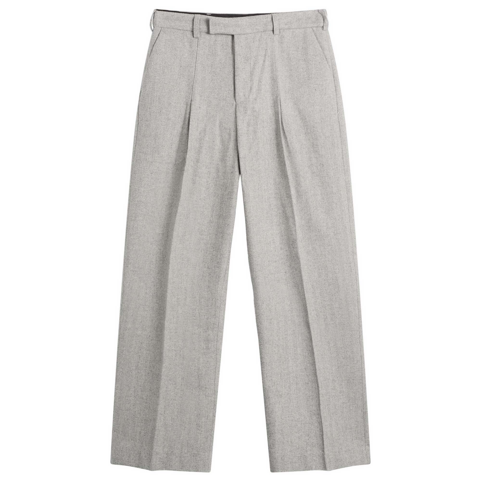 Men's Herringbone Tailored Wide Leg Trouser in Grey
