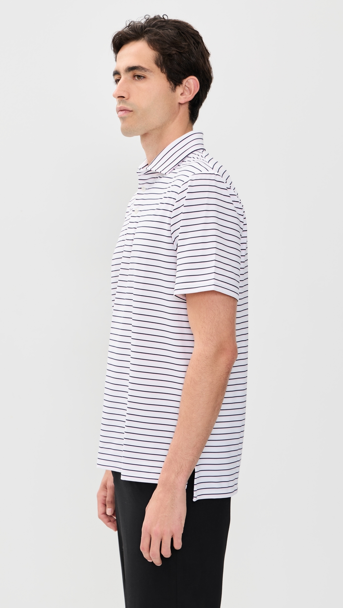 Thin Multi Stripe Tour Pique Polo Carmel Pink Multi
