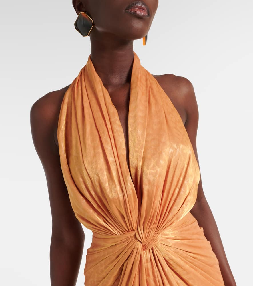 Joa gathered halterneck gown