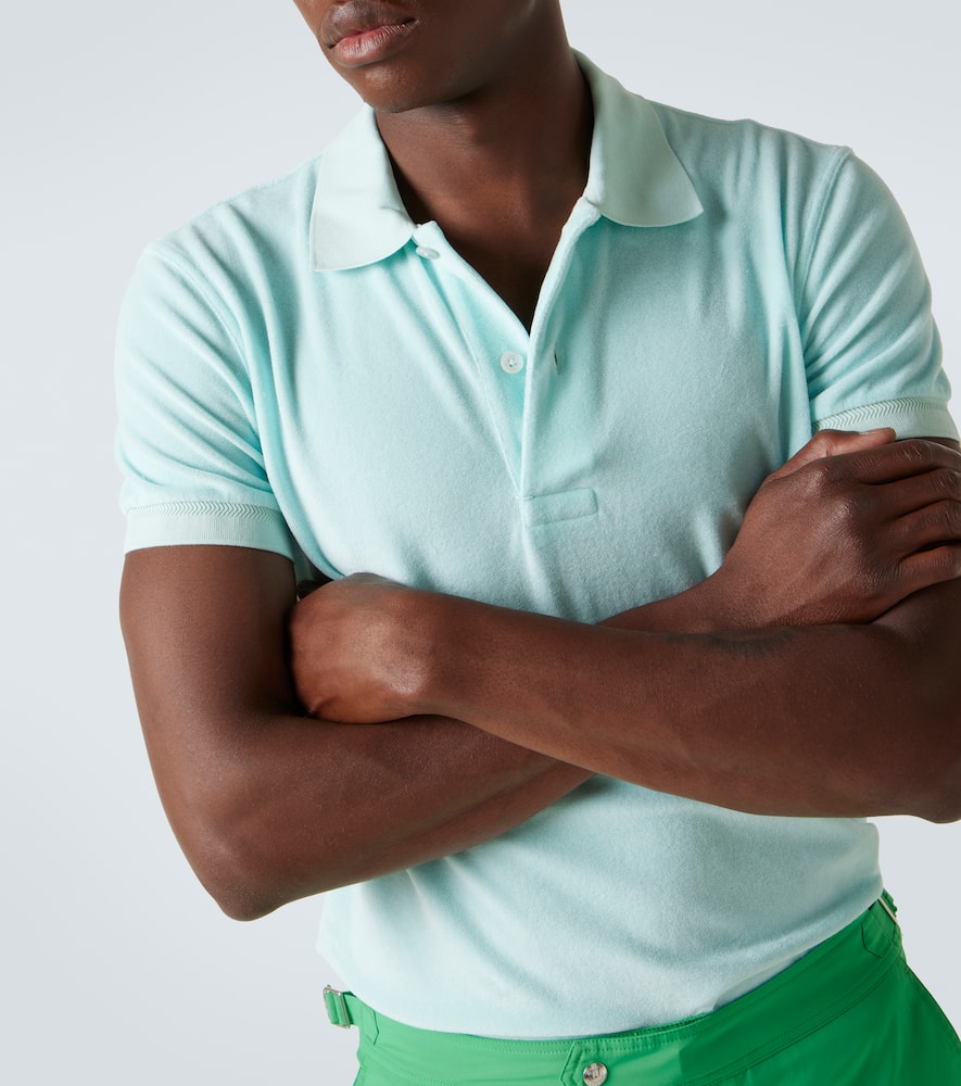 Cotton-blend terry polo shirt