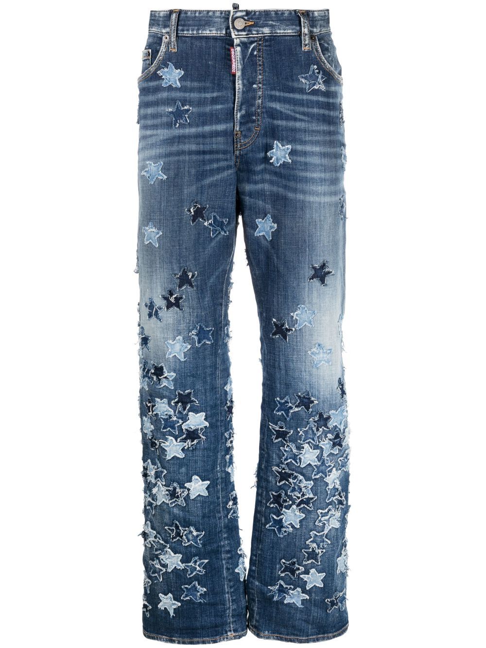Star-motif patchwork jeans - Blue