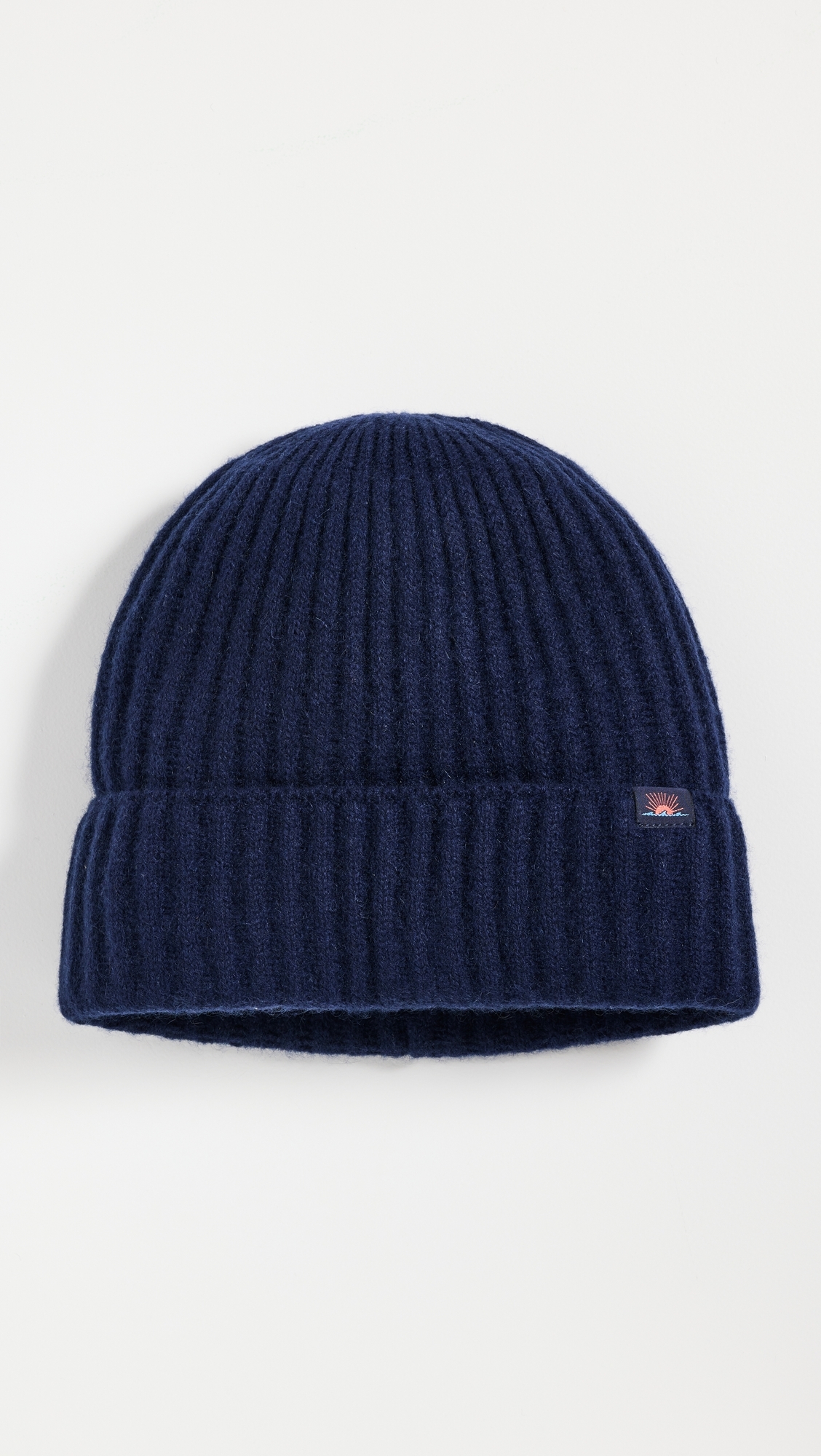 Cashmere Ribbed Beanie Navy One Size