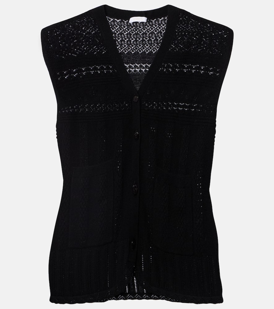 Mixte pointelle wool and cashmere sweater vest