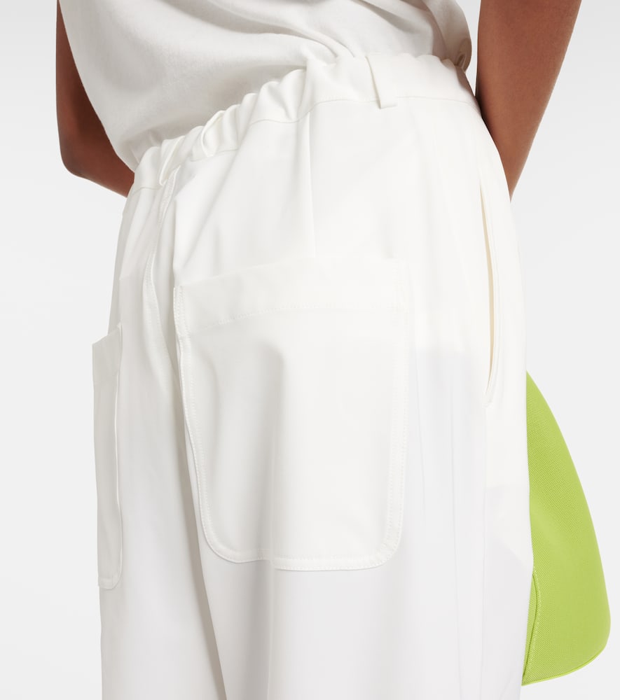 Mid-rise twill wide-leg pants