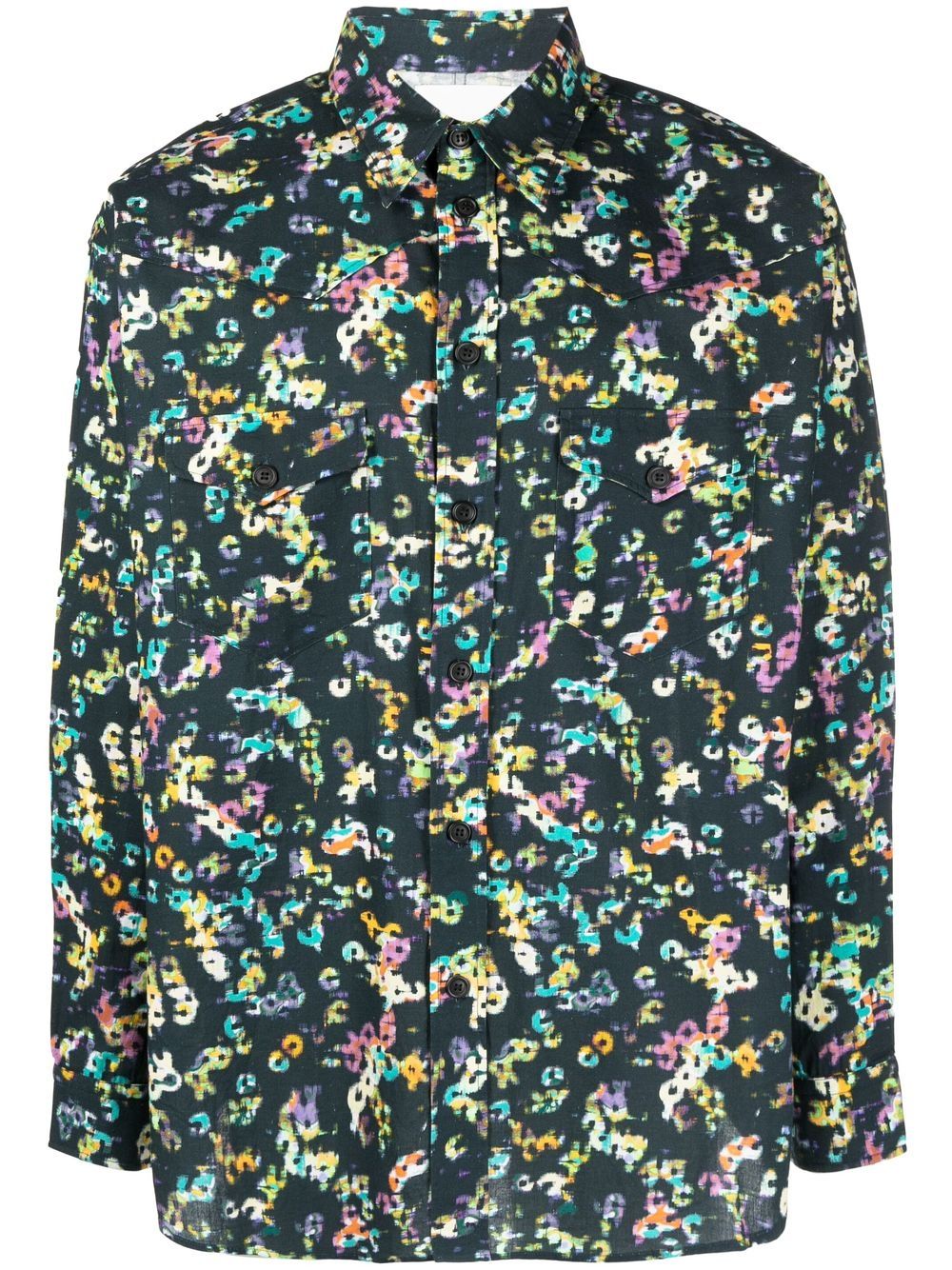 Graphic-print long-sleeved shirt - Neutrals