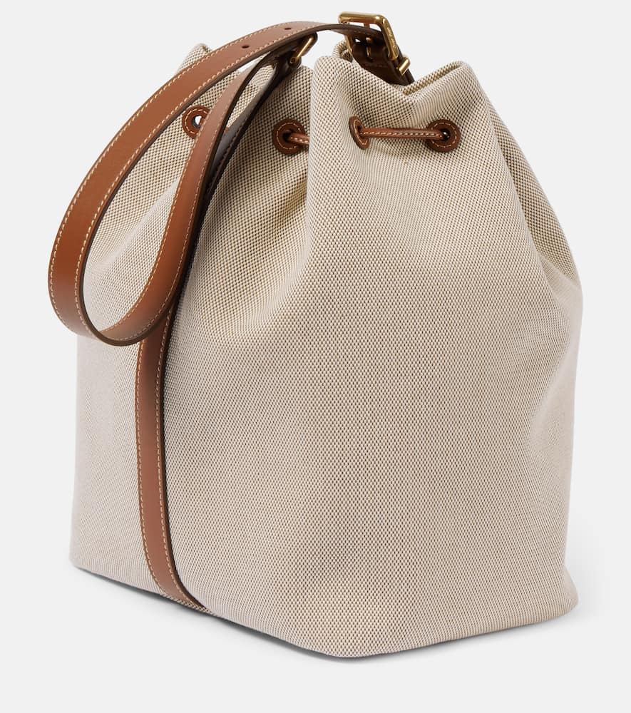 Logo leather-trimmed bucket bag