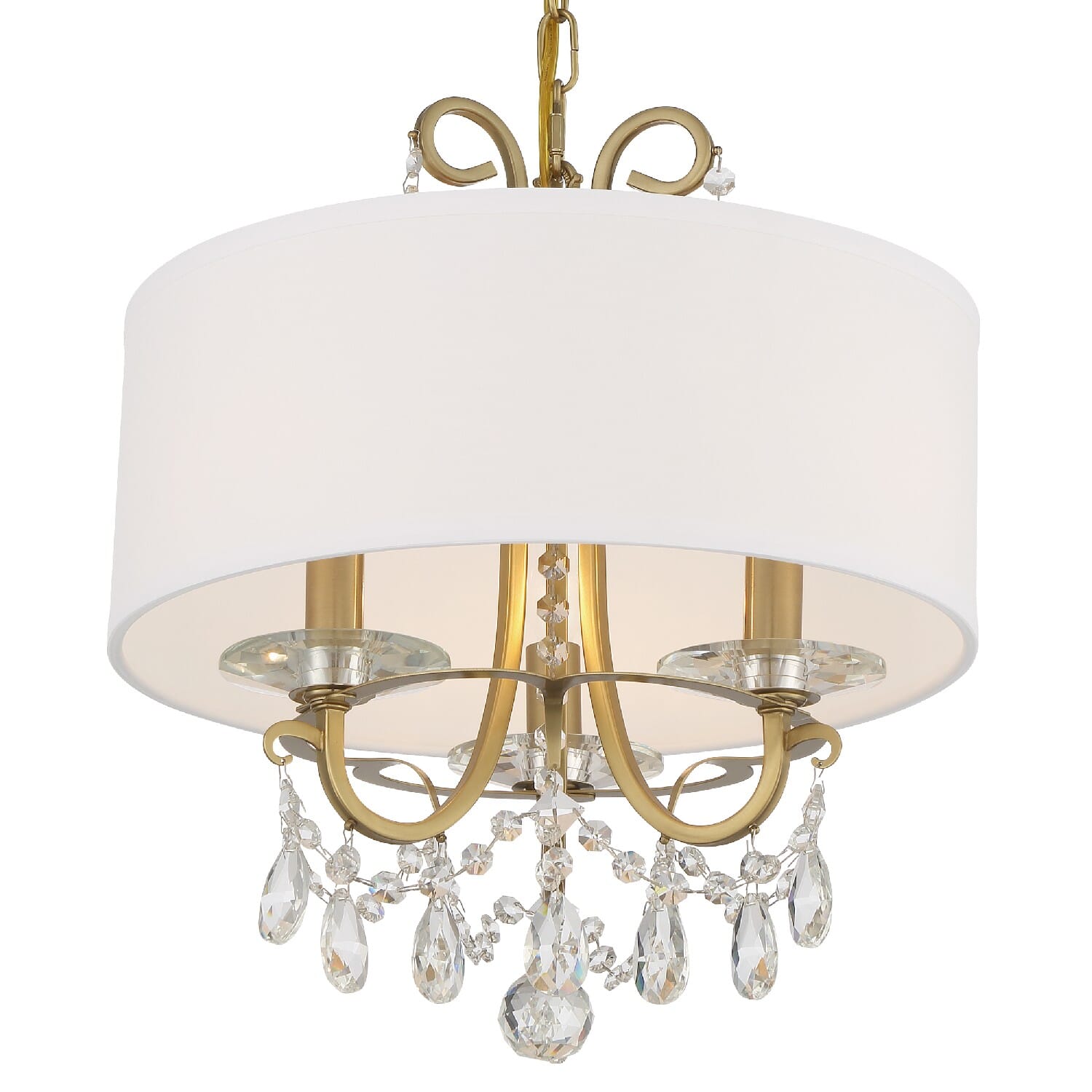 Othello 3-Light 15" Chandelier in Vibrant Gold with Swarovski Spectra Crystal Crysta