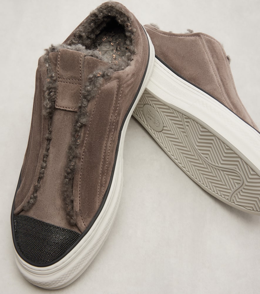 Monili suede slip-on shoes