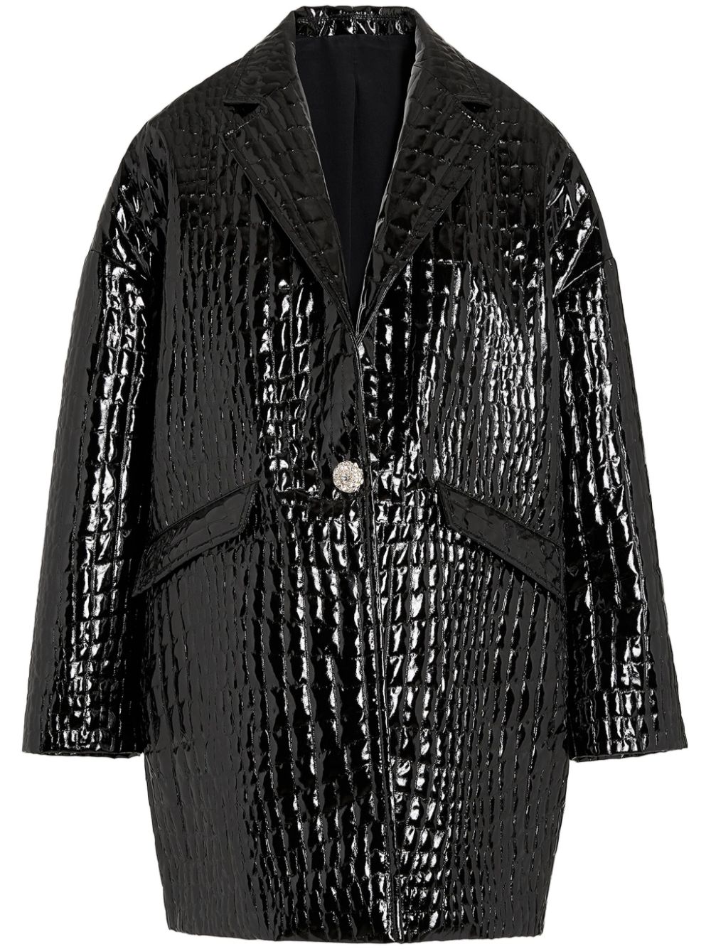 Crocodile-embossed coat - Black