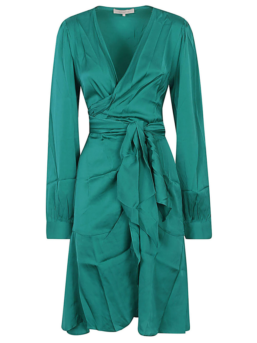 Green Ananda silk short dress