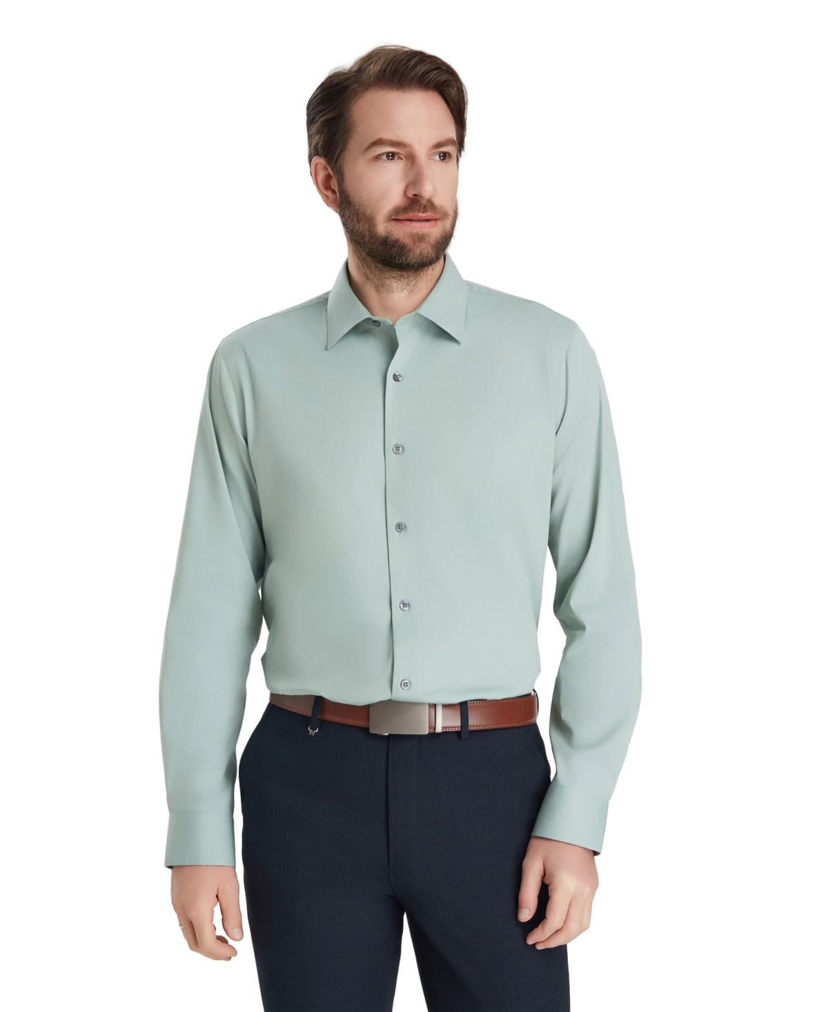 Men's Long-Sleeve Solid Dress Shirt, Macy's Exclusive - Jade