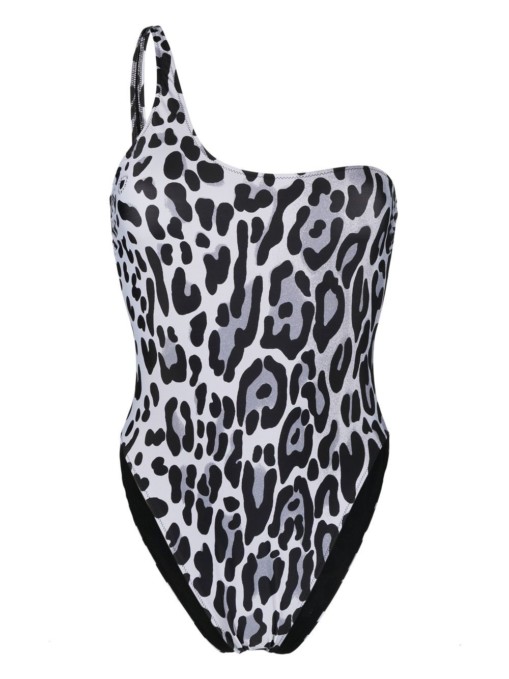 Leopard-print one-shoulder swimsuit - Grey