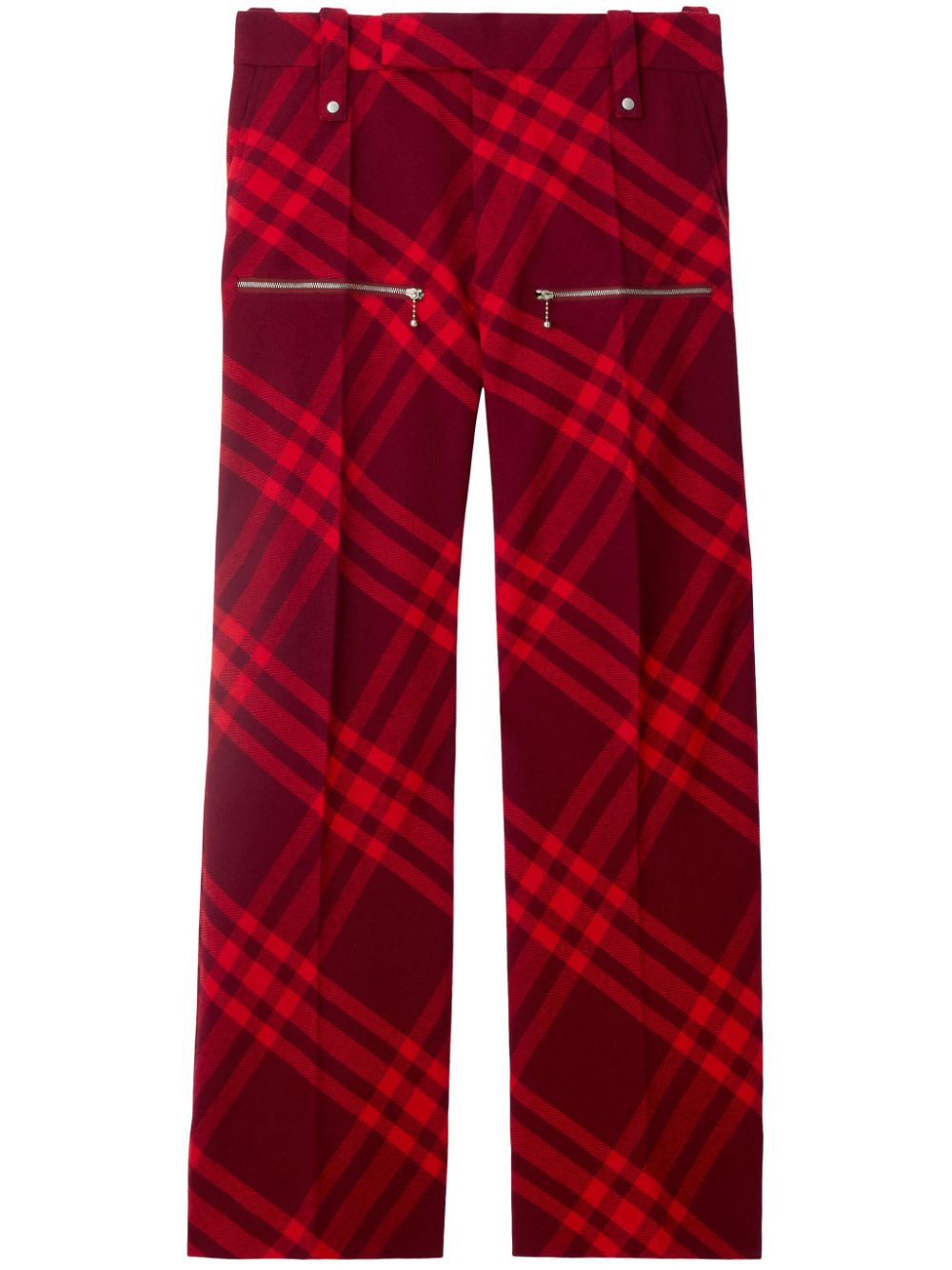 Plaid-check wide-leg wool trousers - Red