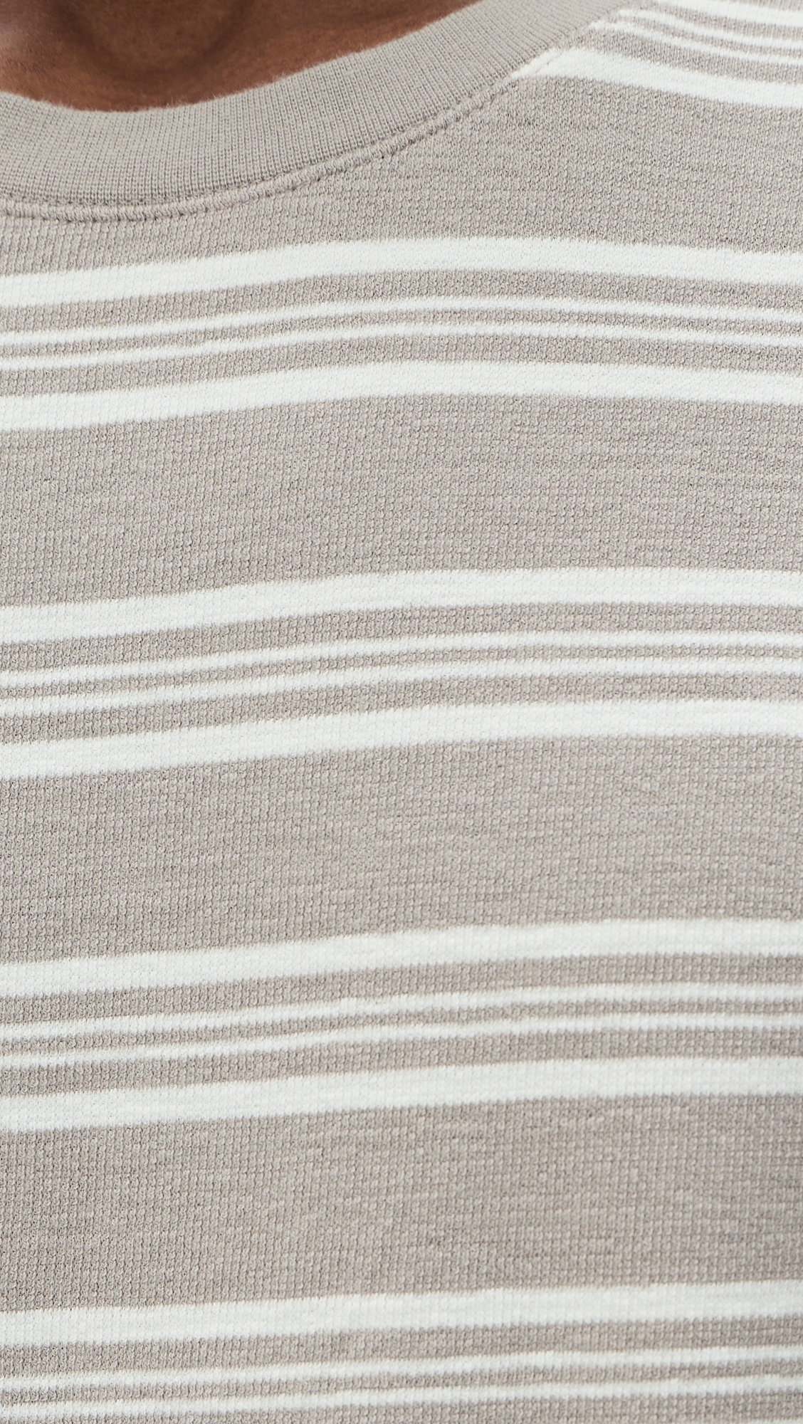 Textured Stripe Dean Tee Taupe/Ecru