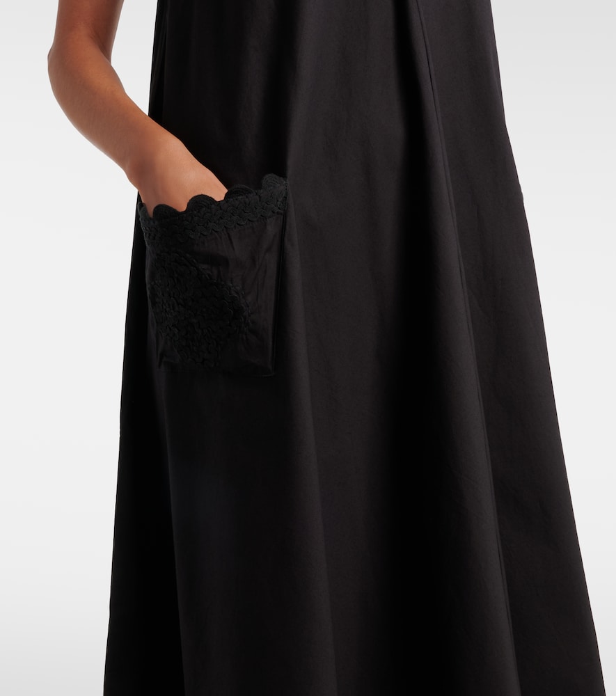 Embroidered scalloped cotton poplin midi dress