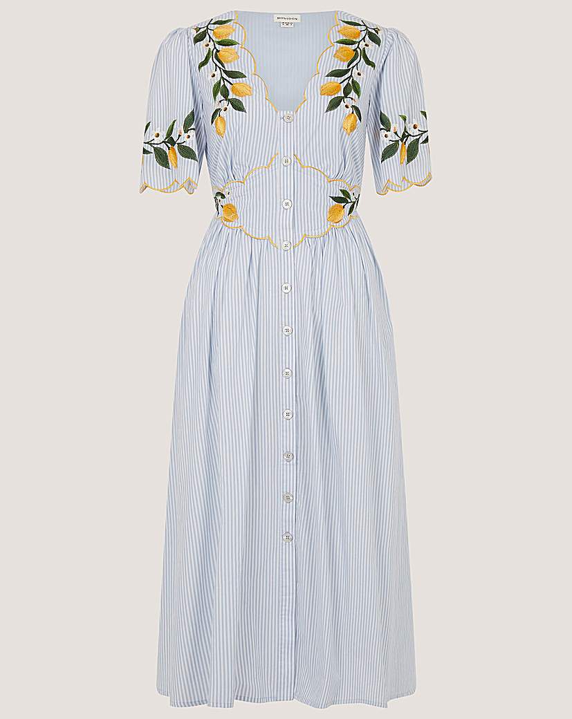 Monsoon Marisol Lemon Stripe Midi Dre