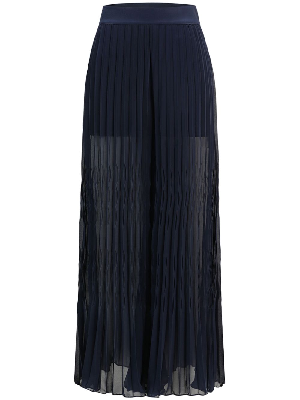 Smocked-panelling plissé maxi skirt - Blue